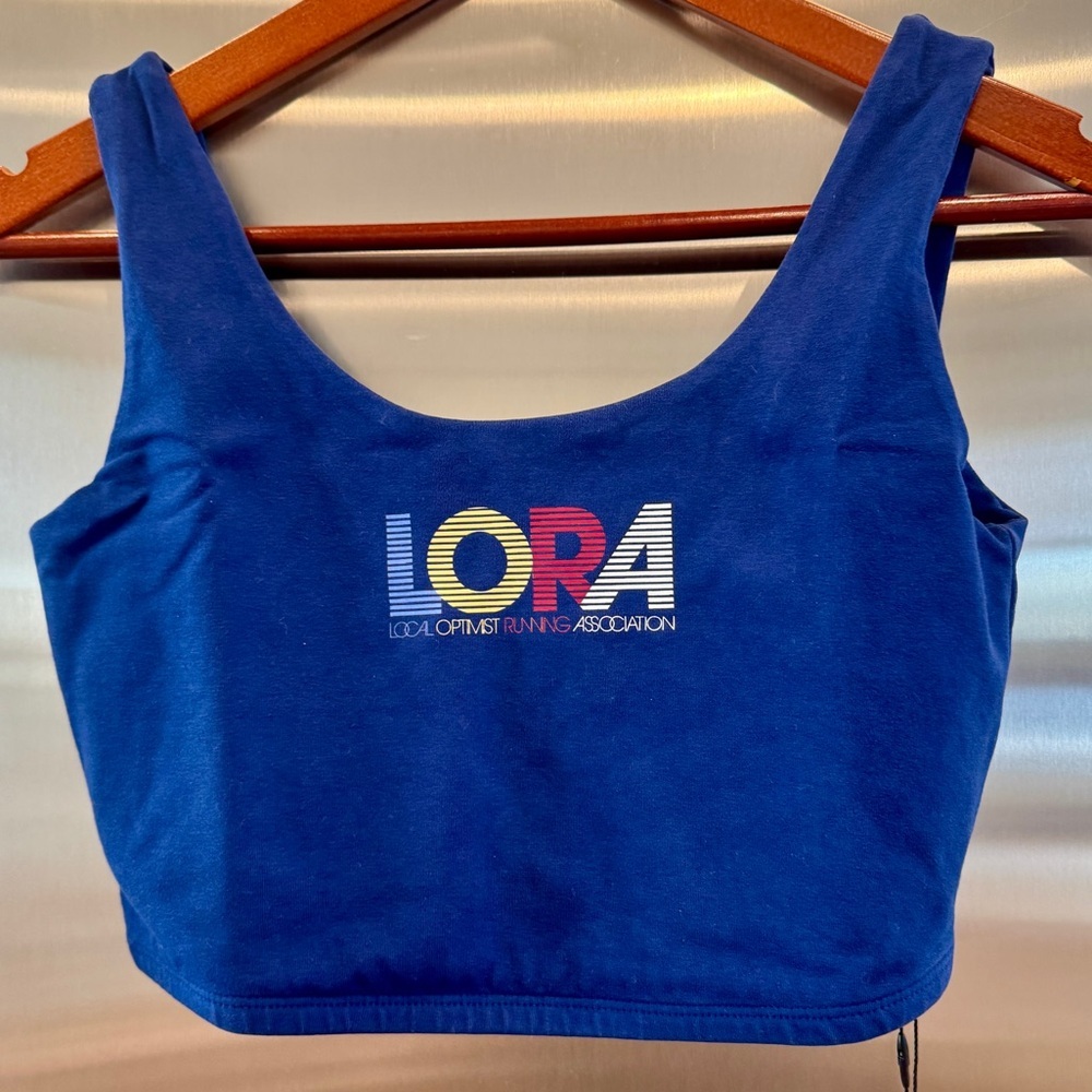 NWT MadHappy Local Optimist Run Club Top Biker Athletic Tank in Starry Blue Navy